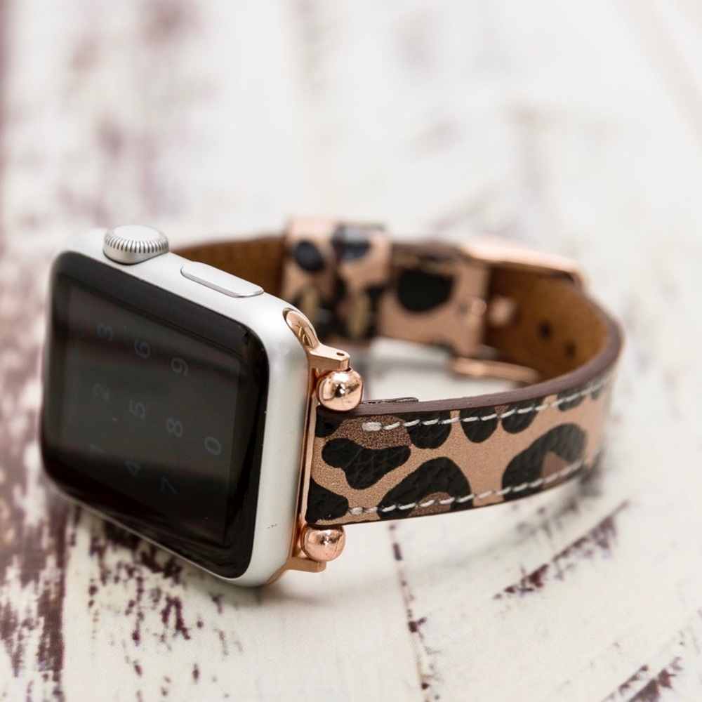 Leopard Print Leather Apple Watch Band 38mm 40mm